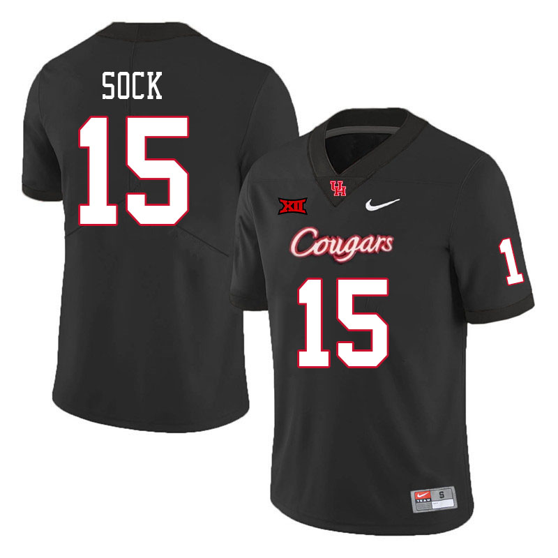 Men #15 Jake Sock Houston Cougars Big 12 XII College Football Jerseys Stitched-Black